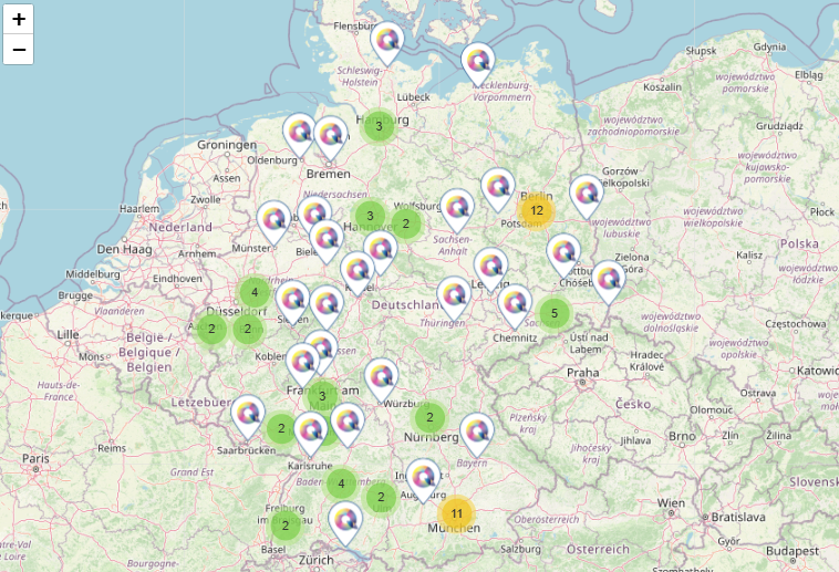 Karte der Quantenorte in Deutschland