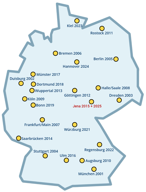 Karte der Standorte Highlights der Physik Karte der Standorte Highlights der Physik