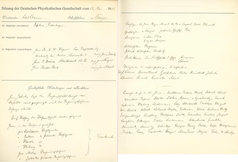 Auszug aus dem Protokollbuch der DPG