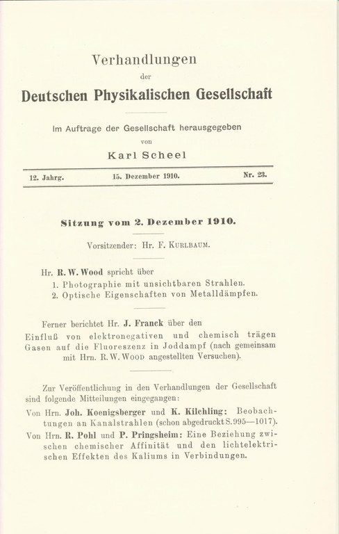 Auszug aus den Verhandlungen der DPG