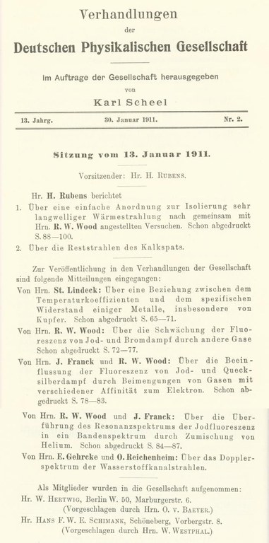 Auszug aus den Verhandlungen der DPG