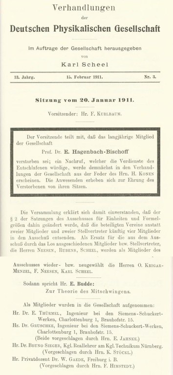 Auszug aus den Verhandlungen der DPG