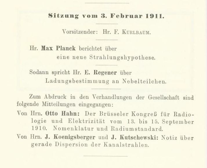 Auszug aus den Verhandlungen der DPG