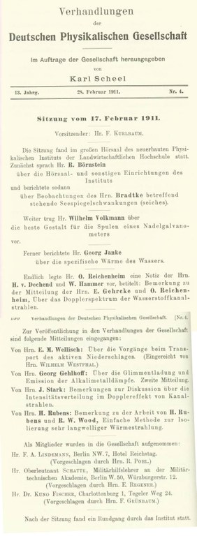 Auszug aus den Verhandlungen der DPG