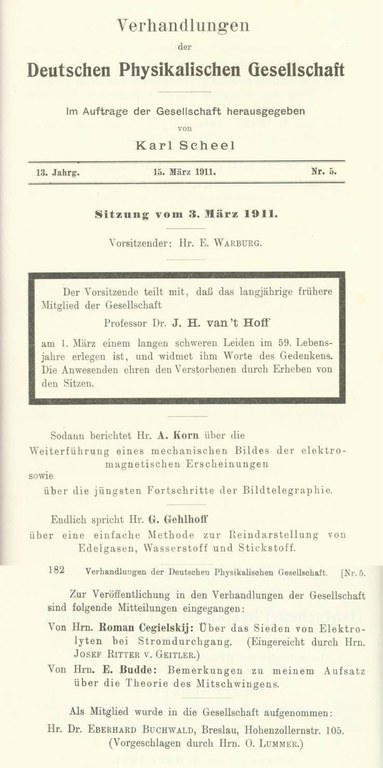 Auszug aus den Verhandlungen der DPG