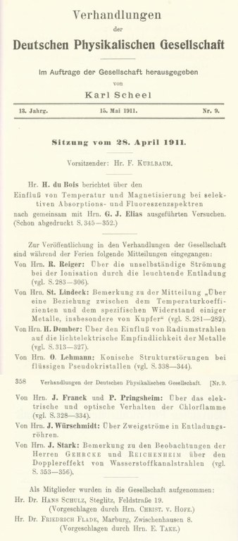 Auszug aus den Verhandlungen der DPG