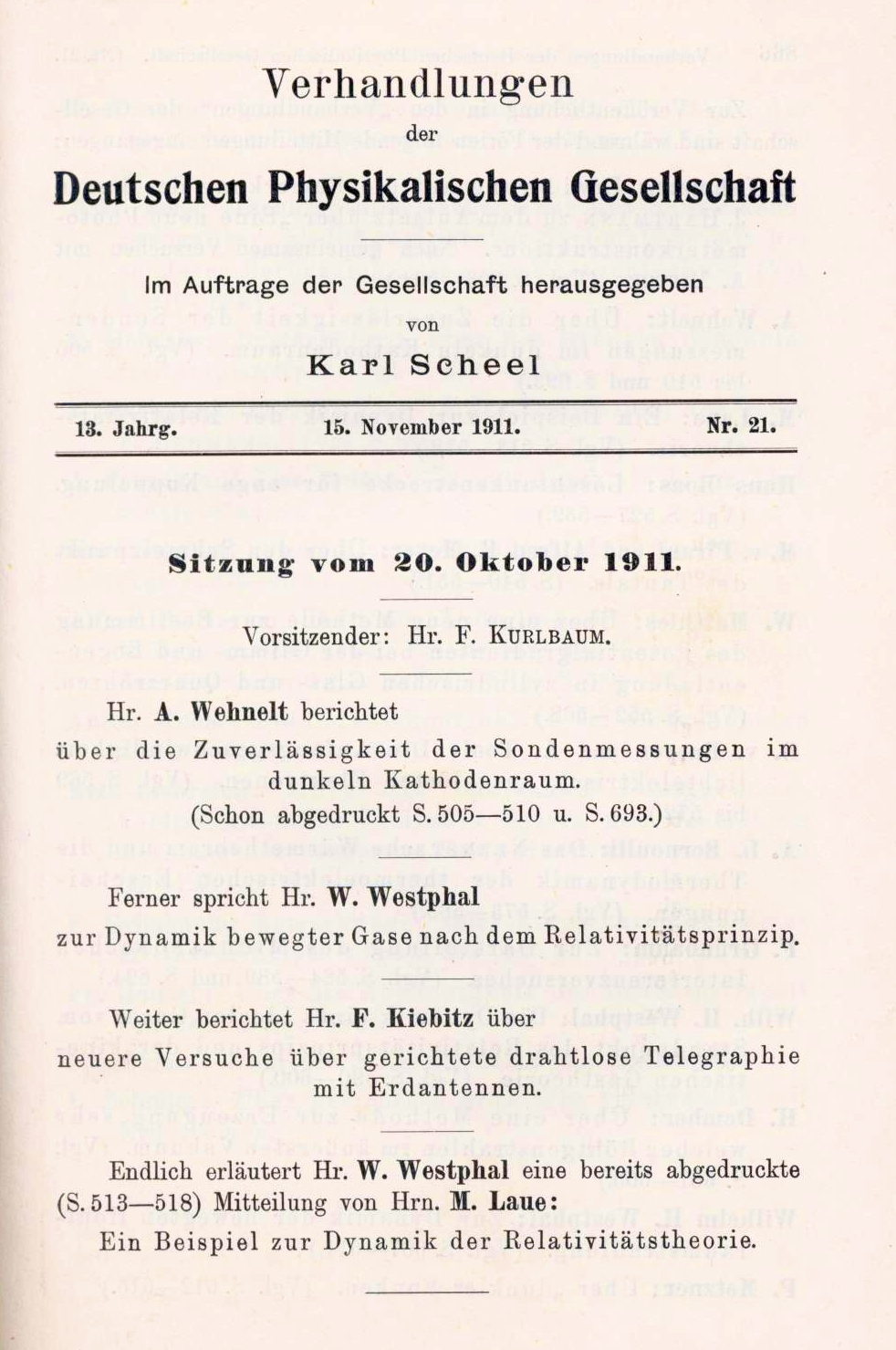 Auszug aus den Verhandlungen der DPG