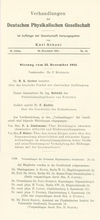 Auszug aus den Verhandlungen der DPG