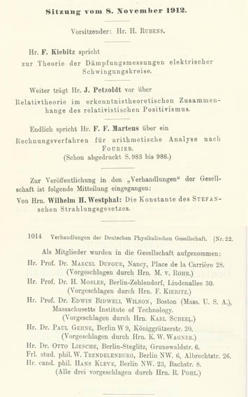 Auszug aus den Verhandlungen der DPG