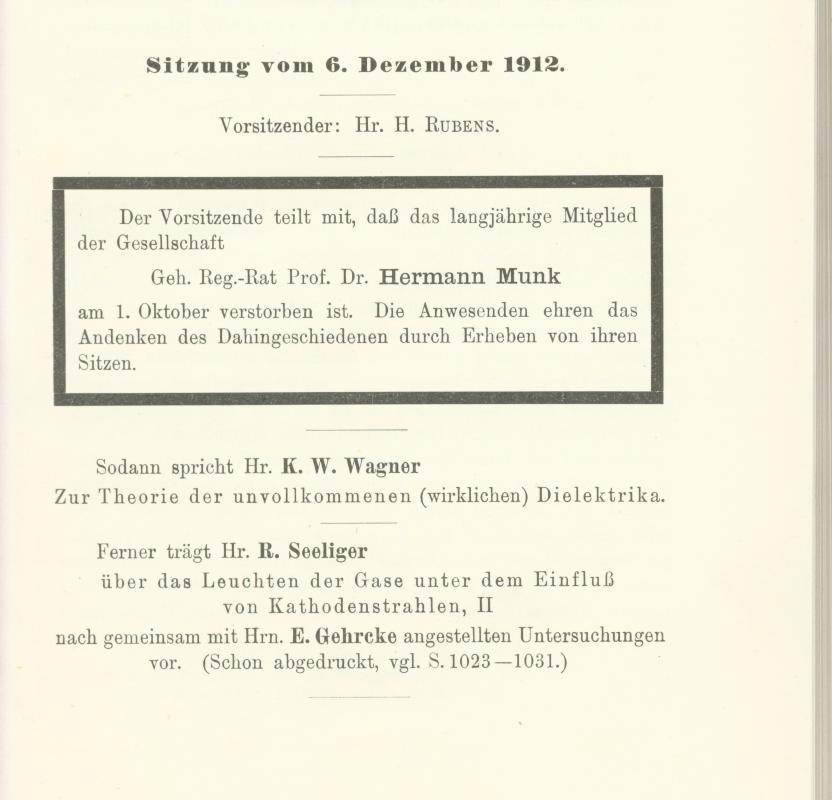 Auszug aus den Verhandlungen der DPG