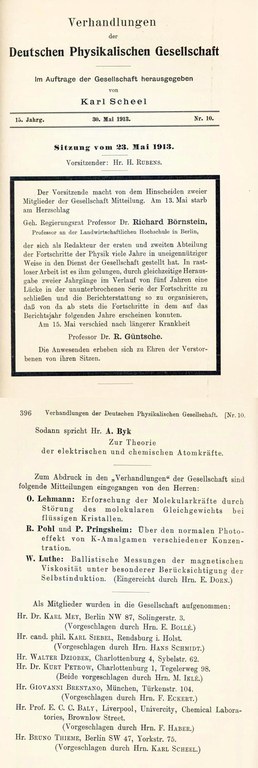 Auszug aus den Verhandlungen der DPG