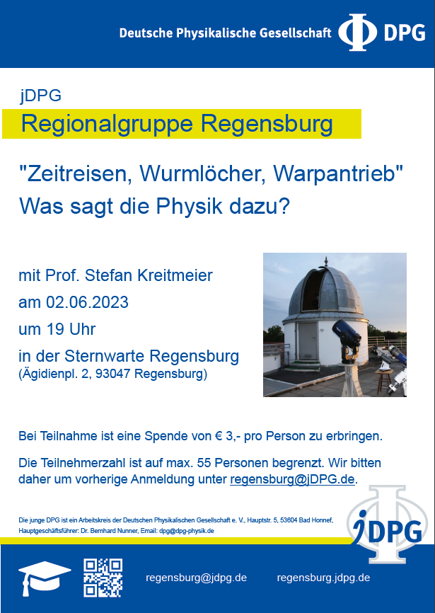 Sternwarte2023 Poster zur Exkursion in die Sternwarte Regensburg 02.06.2023