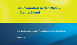 Die Promotion in der Physik in Deutschland