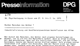 DPG erneuert Warnung vor den gravierenden Folgen durch den menschengemachten Klimawandel